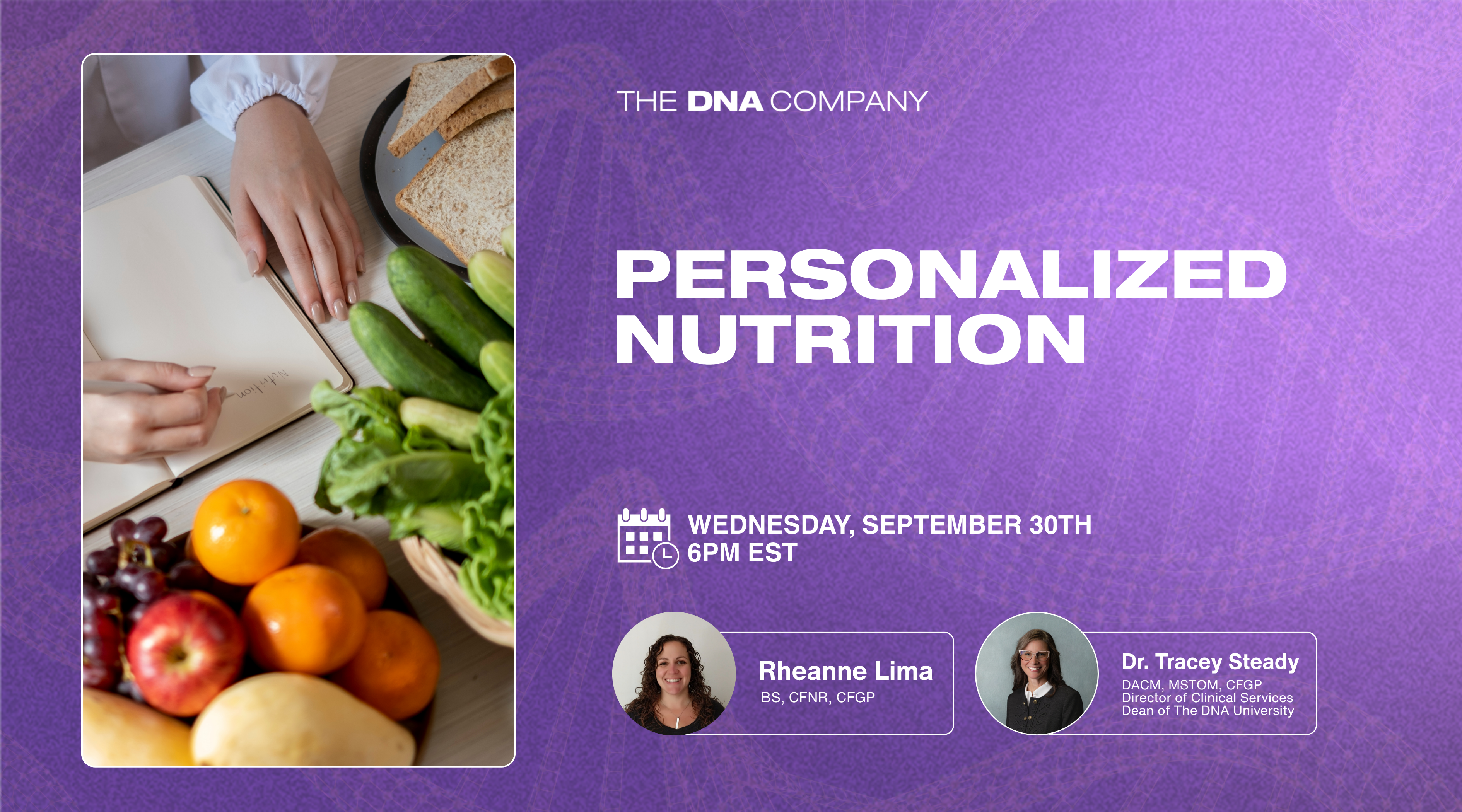 Personalized Nutrition  | Wednesday, September 30th at 6PM EST